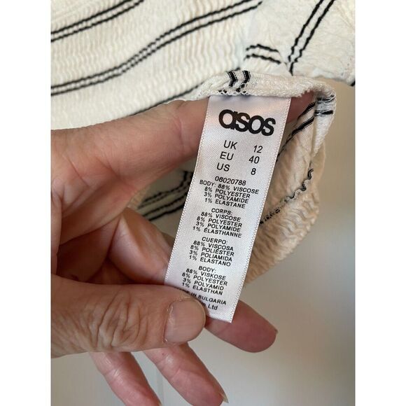 ASOS Smocked Short Sleeve Cropped Tee Size 8 - Picture 5 of 5